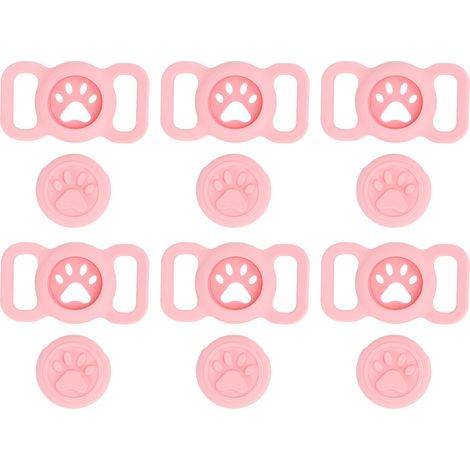 Porta targhette in silicone per collare - 6 pezzi rosa - Protezione anti-smarrimento per gatti/cani (1/5)