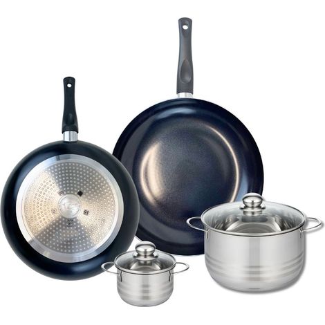 Ensemble de 2 Poêles de cuisson 28 et 32 cm et 2 faitouts 12 et 20 cm Elo Prima Brillant (1/5)
