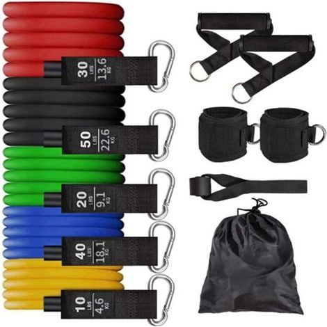 diverse fasce elastiche orizzontali con resistenza fino a 68 kg (150 libbre), ideali per l'uso a casa o in palestra. (1/2)