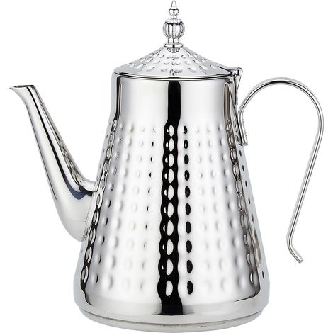 NThéière en acier inoxydable 1650ml avec infuseur amovible,Théière vintage,argent