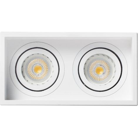 ACRE Empotrable de techo orientable blanco cuadrado 2 luces