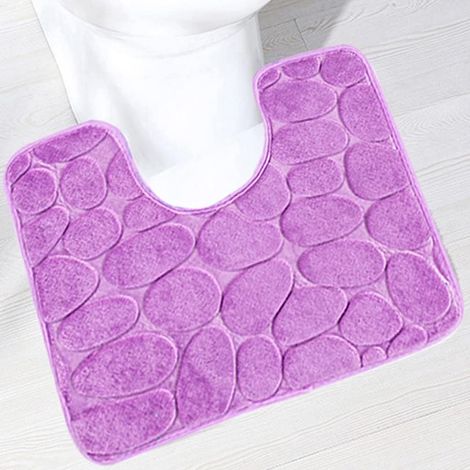 1 Tapis contour de WC, microfibre douce, dos antidérapant, forme U, violet, pour salle de bain