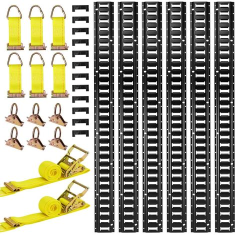 6 Rails 1,5 m Kit Rails Arrimage E-Track Acier Fixation et Maintien Charge Fourgon Remorque (1/5)