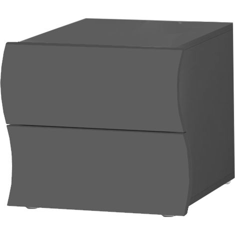 Comodino 2 Cassetti Onda 50x40x41,3 cm Finitura in Melamina Antracite Opaco (1/5)