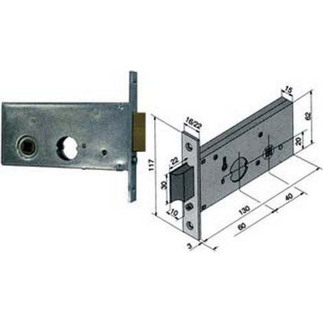 1PZ SERRATURA DA INFILARE PER FASCE CATENACCIO E SCROCCO MM.62 H 123 - mm.60 (12360010)