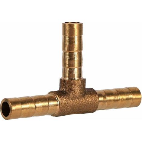 Barbed Fuel Hose Fitting, 3 Way T - Brass Hose Fitting - Adapter for Fuel, Air, Water, Gas, Oil (6mm) (1/5)