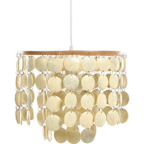 Lámpara de araña colgante de cáscaras de coco estilo boho beige claro Parangi