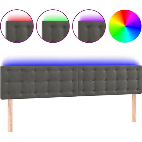 Maison Exclusive - Cabecero con LED de terciopelo gris oscuro 160 (1/5)