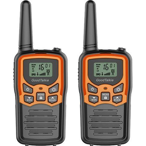 Talkie Walkie Longue Portée 5KM, Camping Accessoires Talkie Walkie Adulte Enfants Radio Talkie Walkie Chasse avec Lampe de Poche rétroéclairée LED(Orange) (1/5)