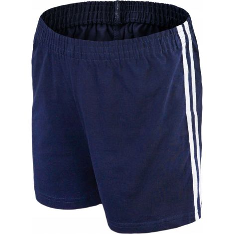 Short de sport garçon, bleu marine à rayures, coton uni, PL 170