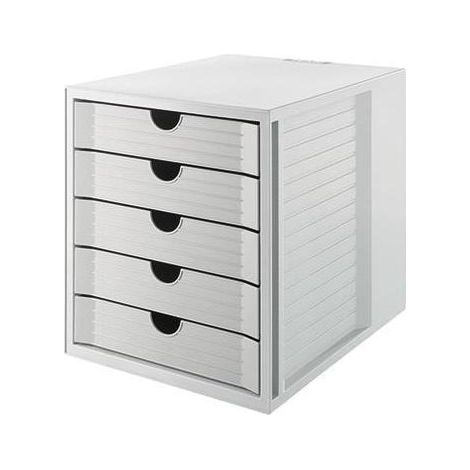 Schubladenbox SYSTEMBOX KARMA 5 Schubladen DIN A4 DIN C4 Kunststoff 80-100 % Rezyklat Gehäusefarbe: öko-grau Farbe der Schublade: öko-grau (1/4)