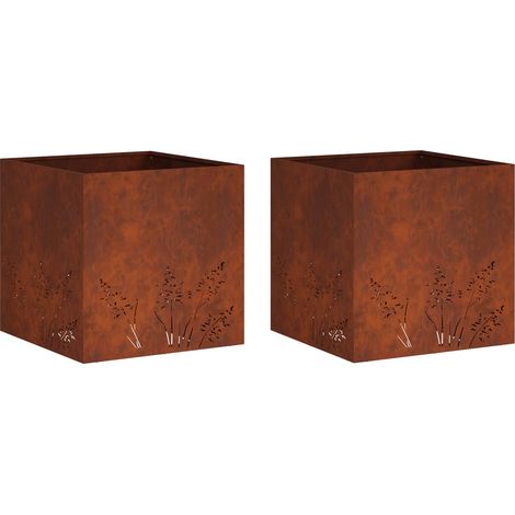 Vaso da giardino 2 pz Ruggine 50 x 50 x 49 cm Acciaio Corten vidaXL (1/5)