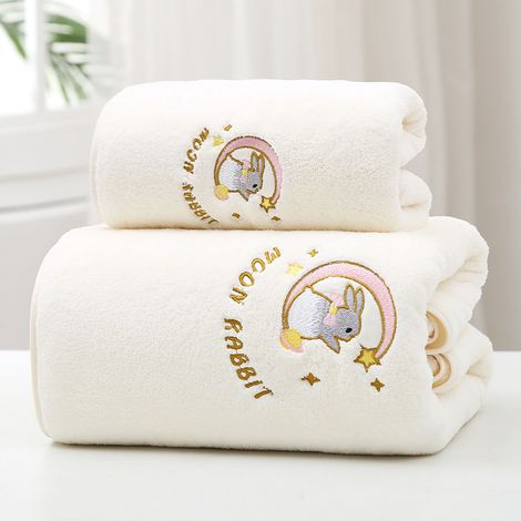 Serviette de bain en polaire corail, absorbante, douce et épaisse, pour douche, plage ou maison, beige 70x140 cm (1/5)