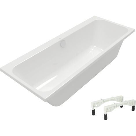 Villeroy & Boch – Baignoire rectangulaire 170 x 75 cm – Acrylique blanc – Écoulement central pour 2 personnes – Classe antidérapante A – Installation flexible