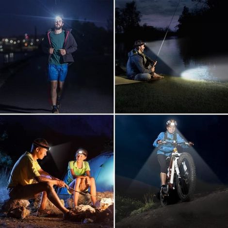 Phare rechargeable USB, phare super lumineux avec 5 modes d'éclairage pour la pêche/camping/vélo/chasse/ (1/4)