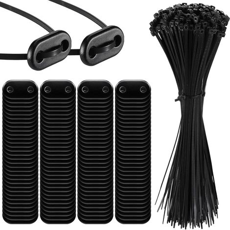 150 Ensemble Kit de Fixation pour Brise-Vue, Noir  Attaches de Câble et Plaques de Montage, Kit de Montage en PVC, Pour Tapis d'Intimité et Clôtures de Jardin (1/5)