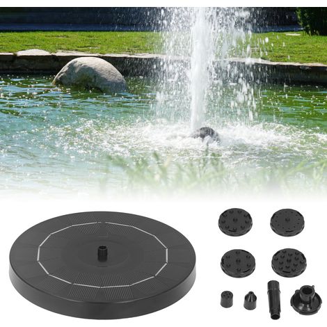 [Fontaine Flottante Solaire] Fontaine Flottante à Panneau Solaire 7V 2.5W ABS avec 8 Embouts pour Bassin Parc Aquatique Jardins Piscine (1/4)