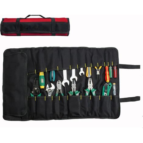 Sacoches à Outils Trousse à Outils 37 Pochettes Sacoches Porte-Outils Etui à Outils Trousse Tools Pliable Portable (sans outils) Rouge (1/5)