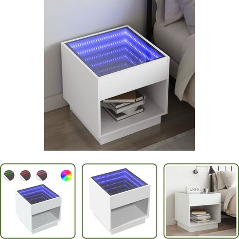 Miroir LED - Table de chevet avec LED infini blanc 50x50x50 cm (1/5)