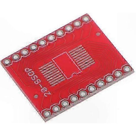 Adaptateur de conversion 20 broches SSOP vers DIP, lot de 4, carte PCB pour montage, compatible avec circuits intégrés, outil de test électronique, sans soudure, compact et pratique. (1/4)