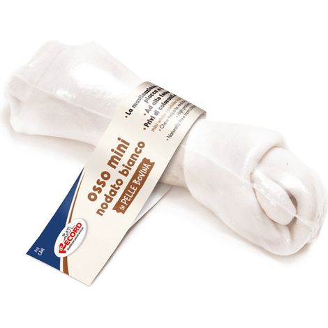 Mini osso termoretratto bianco in pelle bovina da masticare per cani