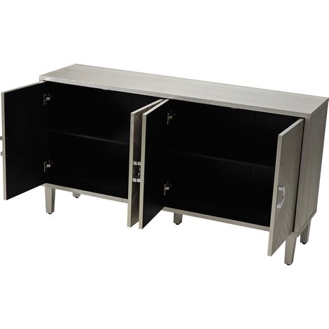 Credenza a 4 ante 152x40x82,5 cm in MDF con gambe in pino color champagne HOMVRA (1/5)