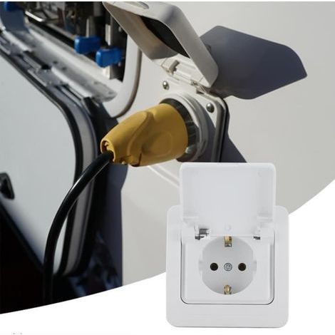 (Bianco porcellana) Accessorio per presa di corrente, presa chiusa da 16 A 250 V - Impermeabile IP67 - Resistente alla corrosione - Durevole (1/3)
