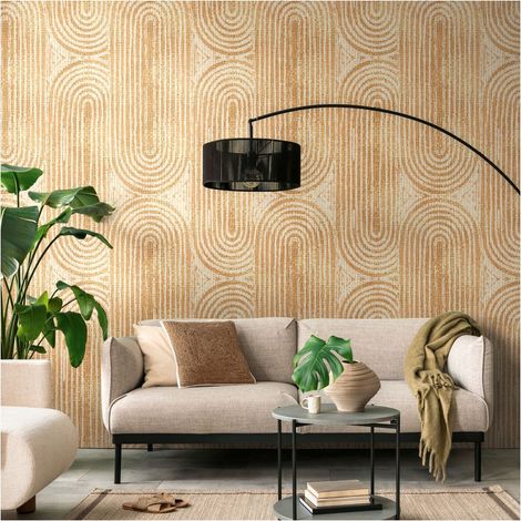 Photo wallpaper Profhome 398681 hot embossed non-woven wallpaper smooth retro style matt orange beige 1.59 m x 2.8 m (1/4)