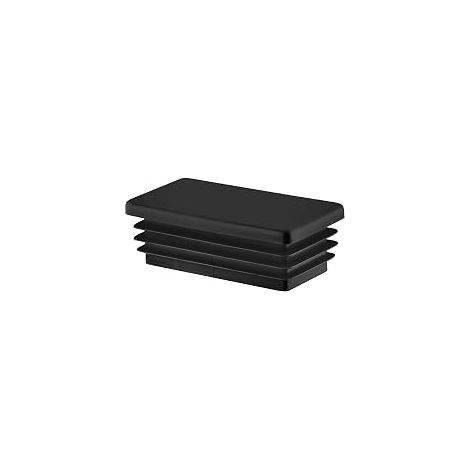 Tapón rectangular negro para tubo de 50 x 20 mm, paquete de 5 unidades, tapón de plástico para tubo, tapón rectangular, polietileno PE (1/5)