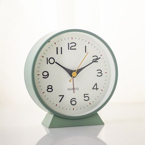 Sveglia analogica - sveglia - sveglia analogica senza ticchettio - Orologio da tavolo vintage - Sveglia da scrivania - Metallo/ABS - Verde militare (1/5)