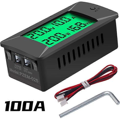 Voltmètre-ampèremètre CC 0-300 V 300 A, testeur de batterie de voiture, mesure de l'énergie électrique (kWh), moniteur de tension et de puissance, 12 V, 24 V, 48 V, 96 V + shunt (PZEM-025 100 A) (1/5)