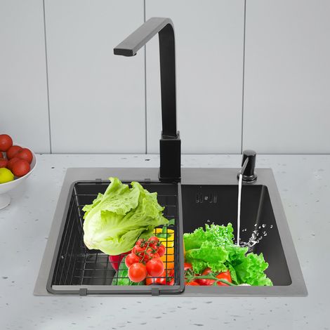 YISSALE-Edelstahl-Küchenspüle für Haushalt und Gewerbe - robuste Spüle mit großem Becken, geeignet zum Reinigen von Geschirr, Obst und Gemüse, ideal für Küche, Restaurant, Bar, Waschküche und Garage (1/5)
