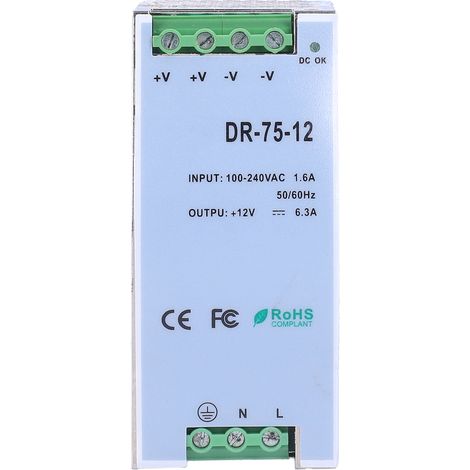 DIN-Schienen-Netzteil, schaltbar, geregelt, LED, DR/DIN-Serie, Industriebedarf, DR-75-12 (1/5)