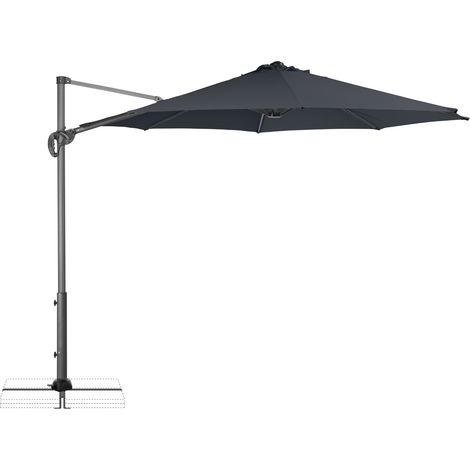Derby Sonnenschirm / Ampelschirm "Ravenna Smart 300", Ø 300 cm, anthrazit, Bezug aus 100% Polyester, Gestell aus Aluminium, 13,8 kg Sonnenschirm / Ampelschirm "Ravenna Smart 300", inkl. Standkreuz, an (1/5)