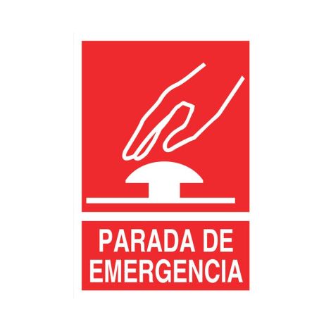 señal luminiscente 210x148mm. parada de emergencia pictograma + texto (1/2)