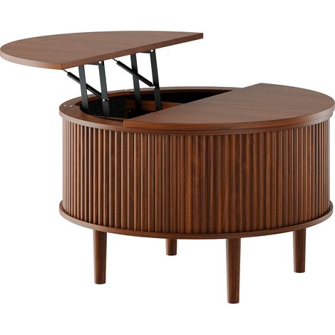 Table basse Extensible Marron 80x80x50cm Réglable Coins Arrondis Rangement Panneau de particules Salon Rangement Pratique Moderne (1/5)