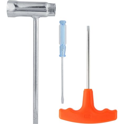 Kit d'outils comprenant un tournevis à douille et une clé, compatible avec les tronçonneuses Stihl. (1/5)
