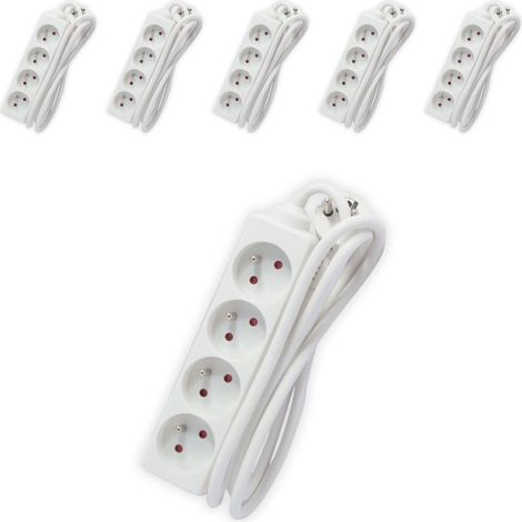 Lot de 6 blocs multiprise 4x16A 3500W câble 5m - blanc - Chacon