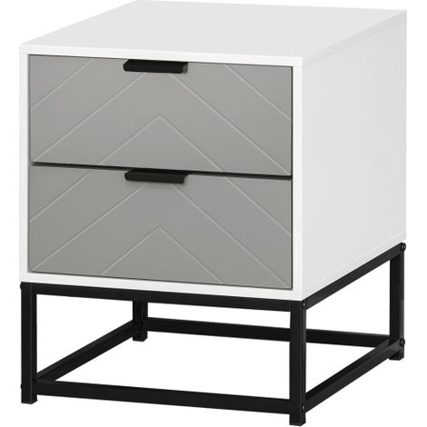 Stylish Bedside Cabinet with 2 Drawers,Unique Nightstand Design with Metal Base,Perfect for Bedroom,Living Room,Study,or Dorm Room Storage
