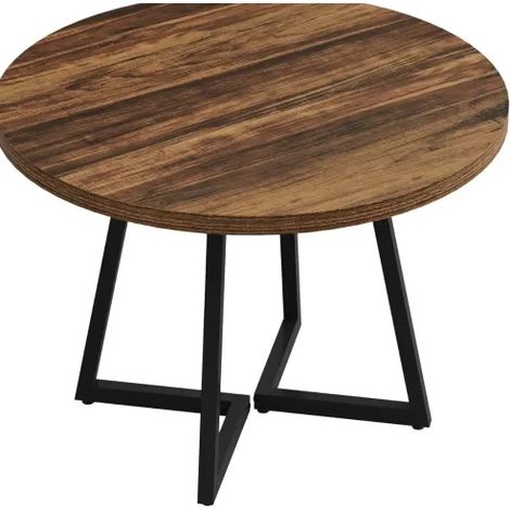 Tavolo da pranzo rotondo industriale 80 x 80 x 75 cm MDF e metallo nero marrone rustico (1/5)