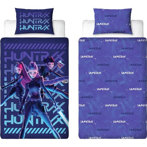 Ensemble de housse de couette simple Motif Huntrix Power Literie réversible à deux faces avec taie d'oreiller assortie Idéal pour une chambre d'enfant (1/5)