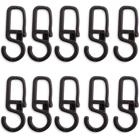 Lot de 10 crochets à clipser pour anneaux de rideaux en plastique, crochets de rideau avec œillet (foncé) (1/4)