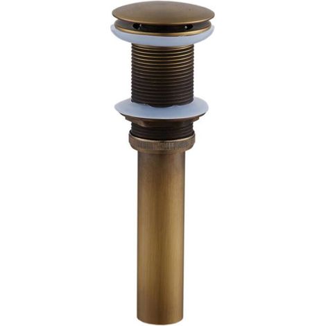 Piletta di scarico per lavabo in ottone con pulsante in stile retrò, senza troppopieno. (1/4)