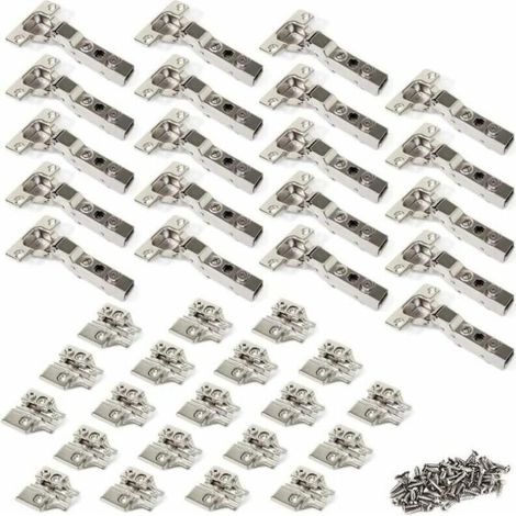 105 Degré Demi Recouvrement Charnières 35mm avec Amortissement pour Porte de Placard Cuisine Charniere pour Meuble Armoires en Semi-applique Lot de 20 - Argent (1/4)