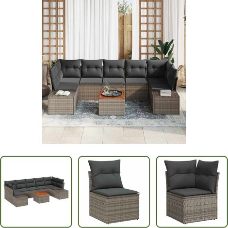 vidaXL Modulares Sofa - Gartensofa-set mit Speicher 8 pcs Grau Poly-Rattan (1/5)
