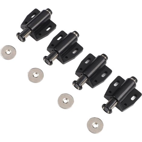 Set of 4 push-to-open cabinet latches – Magnetic touch-release latches for kitchen doors and drawers – No handle needed, easy push-to-open mechanism (1/5)