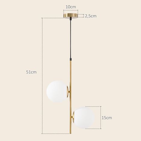Suspension luminaire moderne, lustre plafonnier de double-tête, lumière suspendue réglable pour entrée, salon, ton doré (1/5)