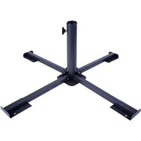 Pied Pliable pour Parasol de Terrasse Extérieur, Acier pour Mât de 38 à 50 mm, Support Parasol de Jardin, Pied de Parasol, Résistant, Léger, Compact et Facile à Placer (Noir) (1/4)