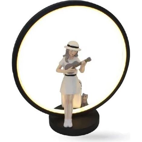 TrAdE Shop Traesio - Lampada Led Tavolo Decorativa Ricaricabile Usb Donna Con Chitarra In Poliresina 490453 - (1/5)