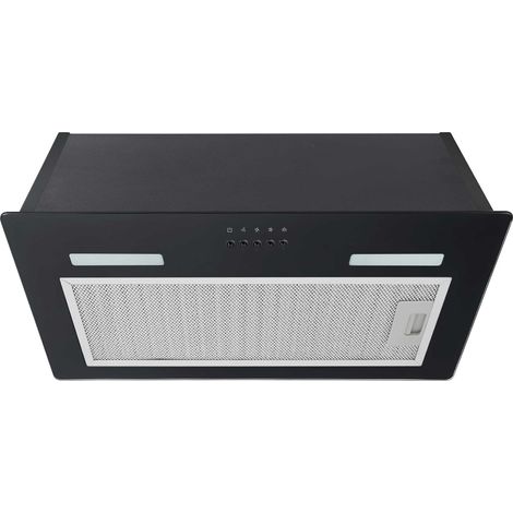 FIREGAS TB08 Hotte aspirante encastrée de 52 cm-Aspiration de 350m³/h-Efficace et silencieux-3 Vitesses-Noire [Classe énergétique A]
